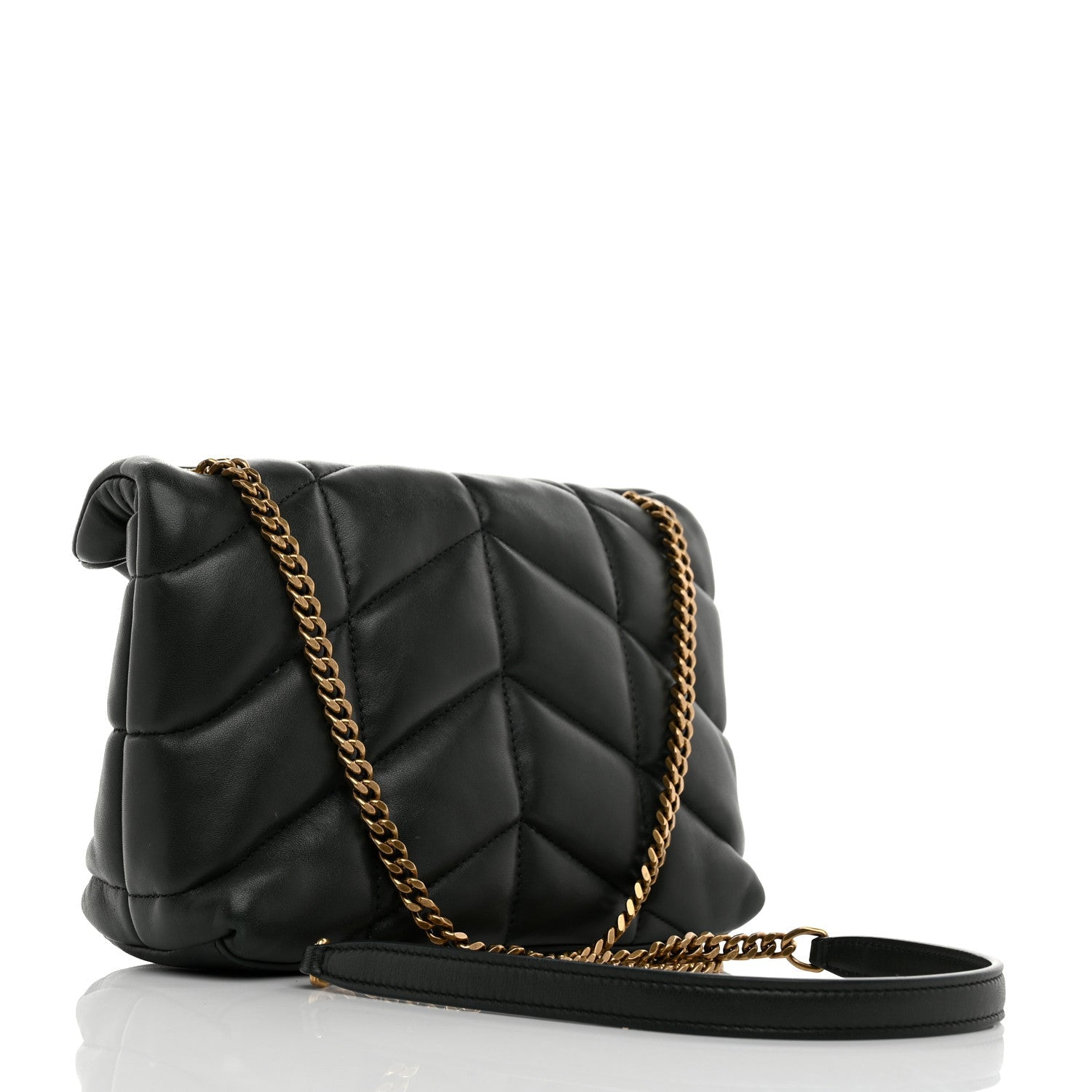 Lambskin Quilted Toy Loulou Puffer Monogram Chain Satchel Vert Fonce