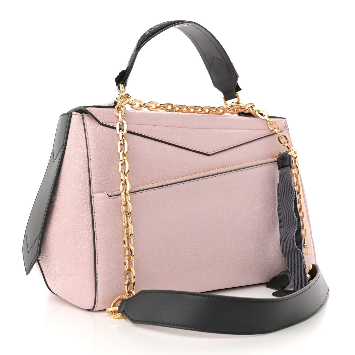 Creased Patent Calfskin Medium ID Flap Pink