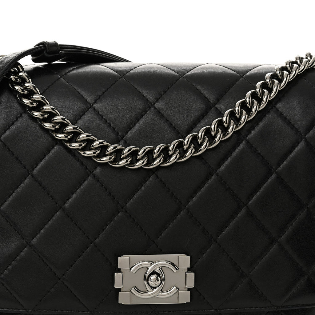 Lambskin Quilted Boy Messenger Black