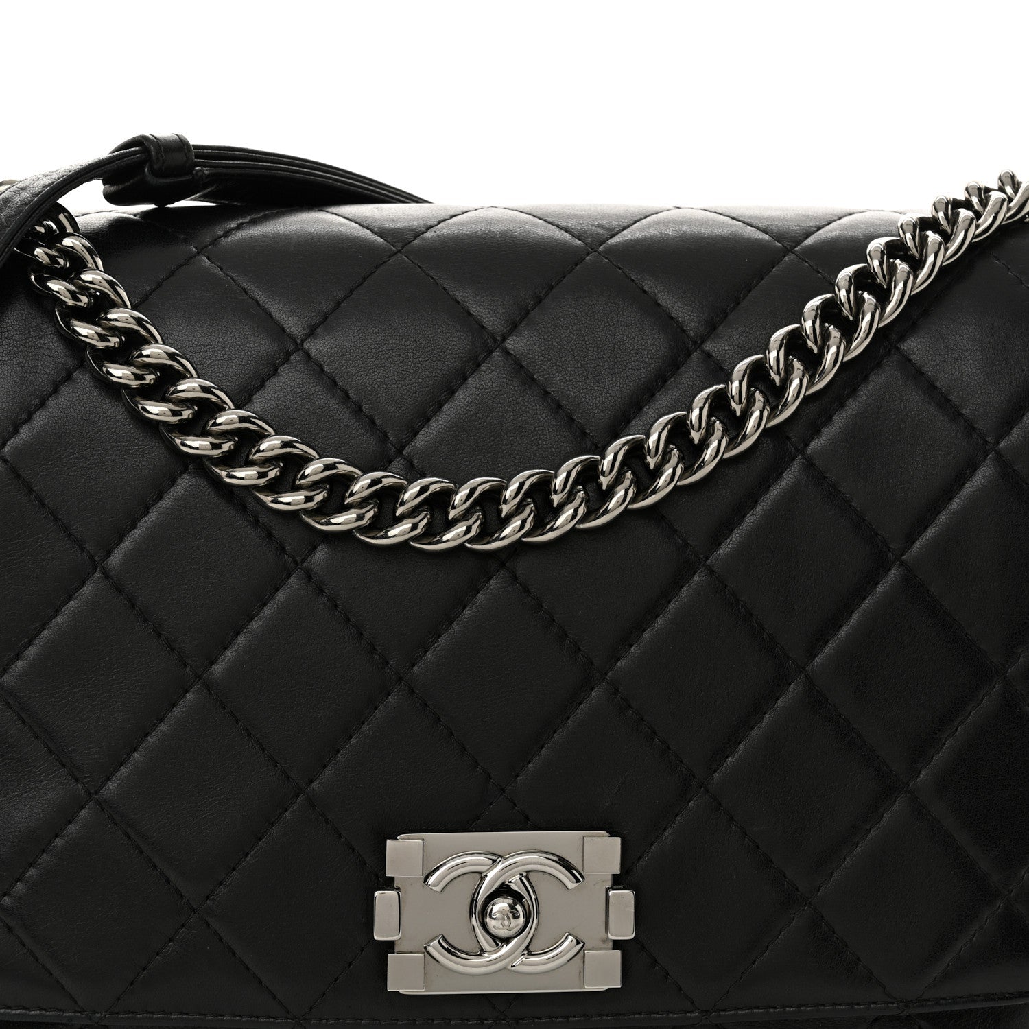 Lambskin Quilted Boy Messenger Black