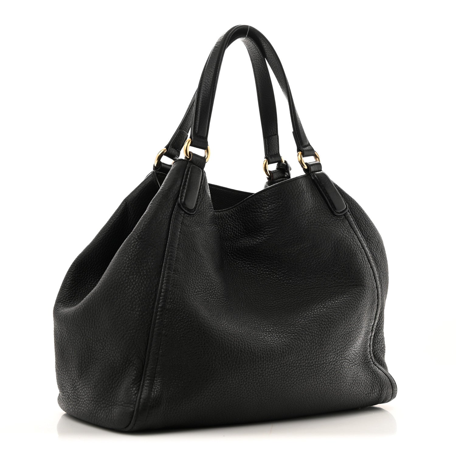 Pebbled Calfskin Medium Soho Shoulder Bag Black
