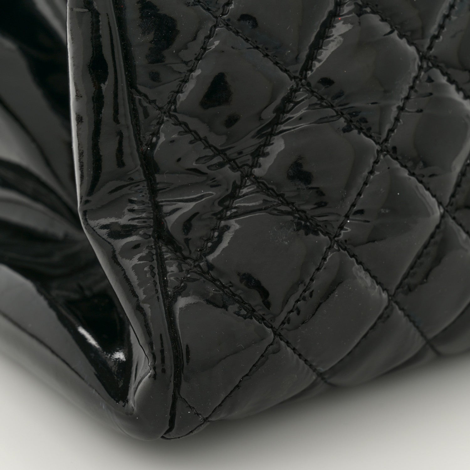 Patent Quilted Large Just Mademoiselle Bowling Bag Black