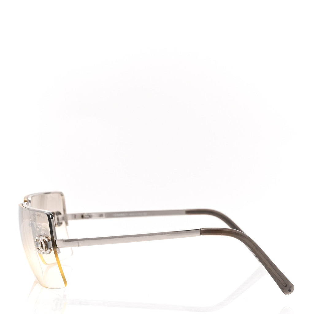 Metal Crystal CC Logo Sunglasses 4092-B Silver