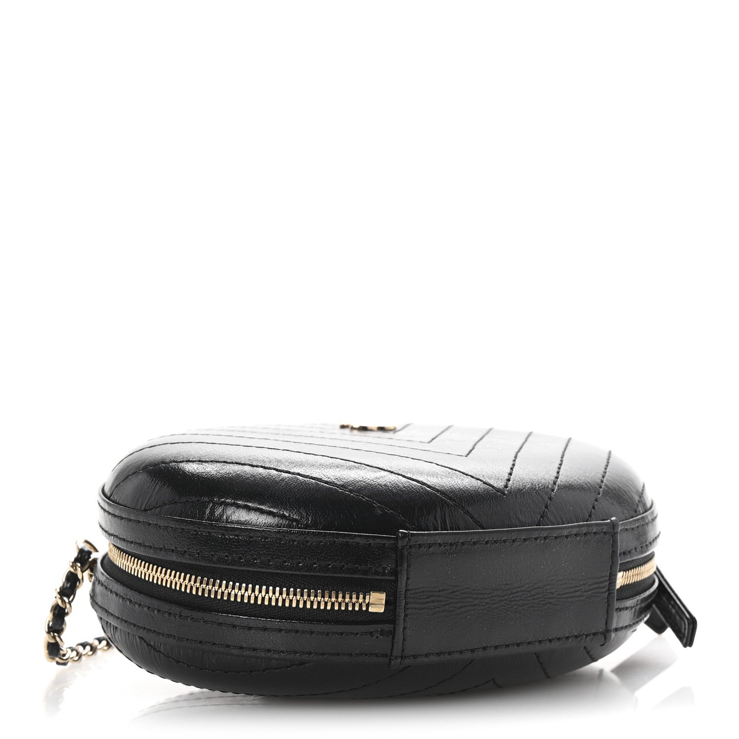 Calfskin Chevron Stitched Evening Bag Black