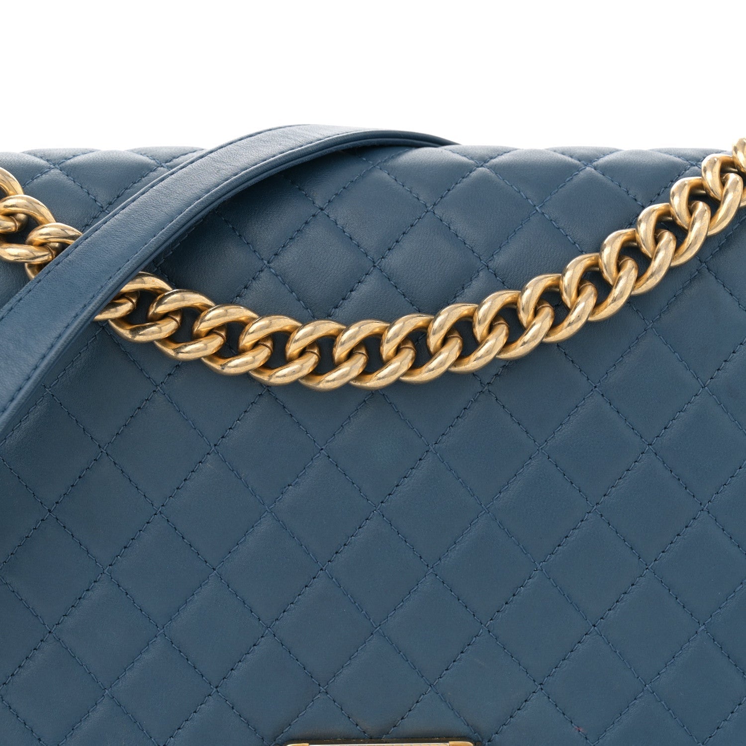 Lambskin Quilted New Medium Boy Flap Dark Blue