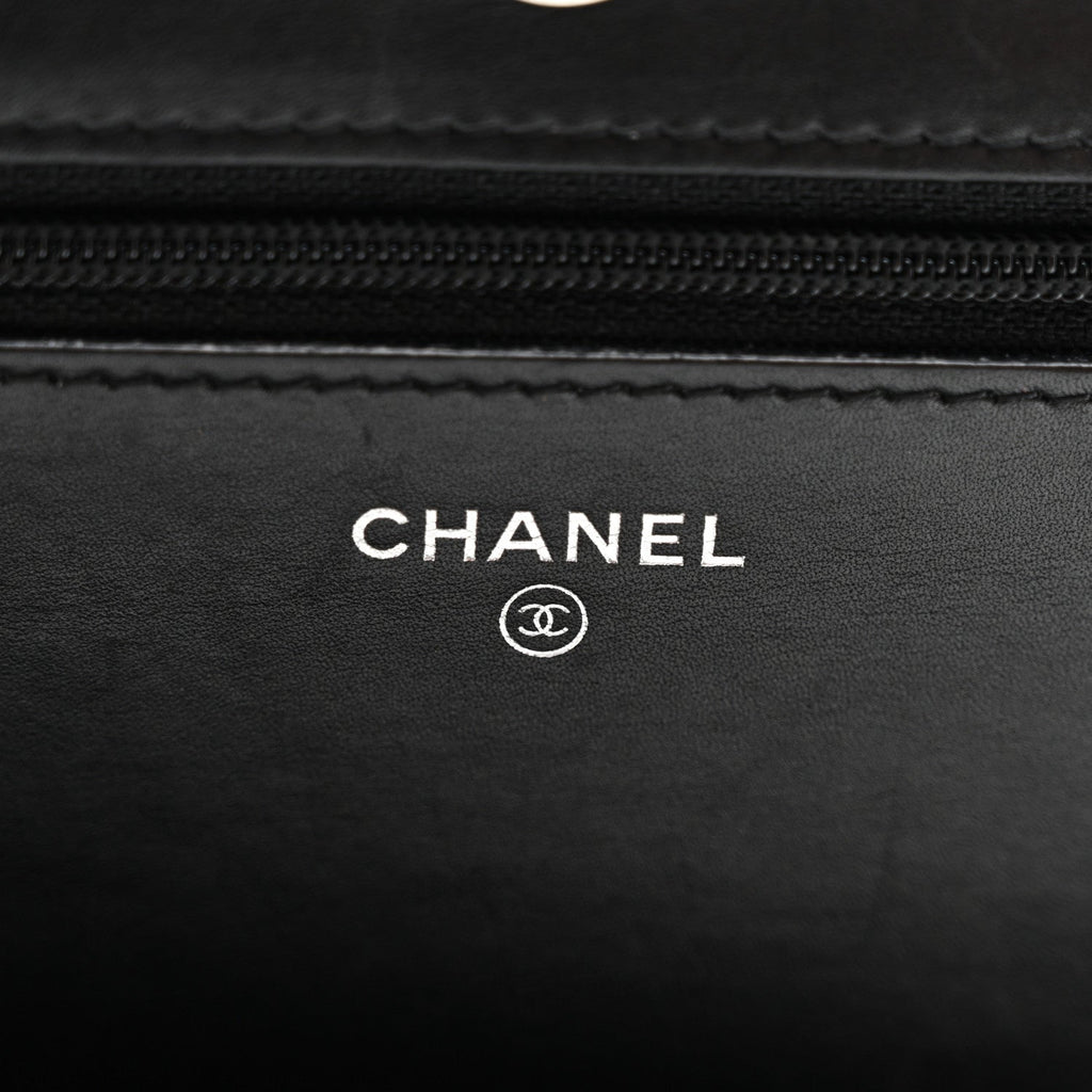Calfskin Chain 20s Signe Wallet on Chain WOC Black