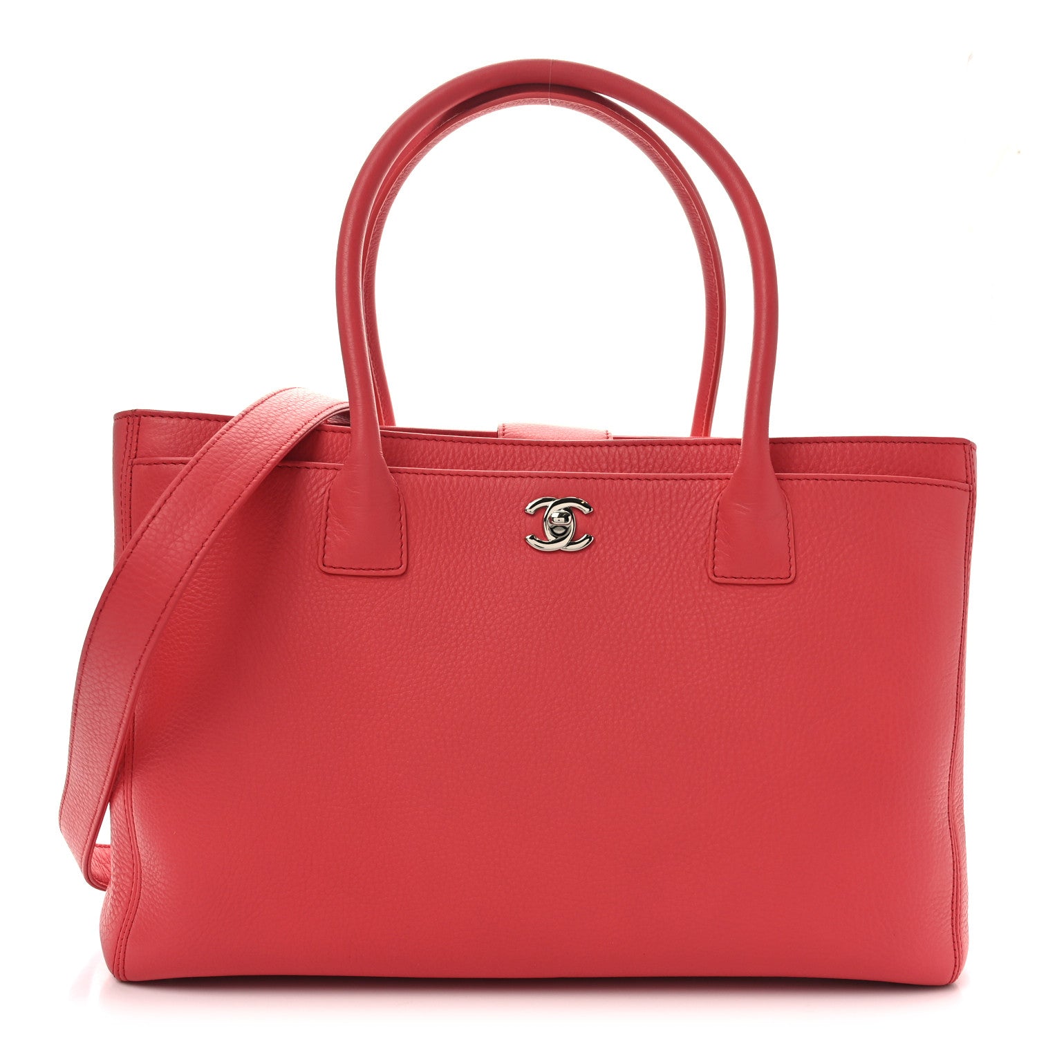 Calfskin Cerf Executive Shopper Tote Coral