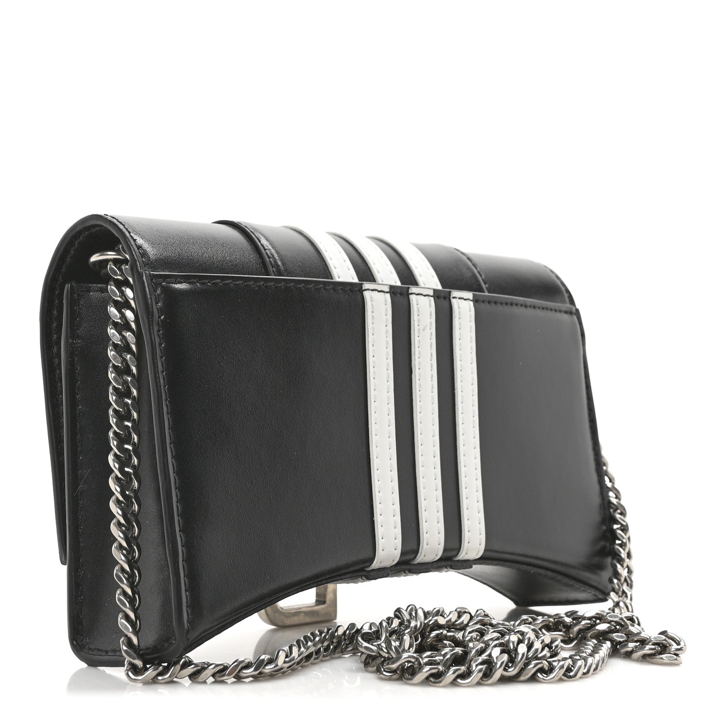 X ADIDAS Box Calfskin Hourglass Chain Bag Black