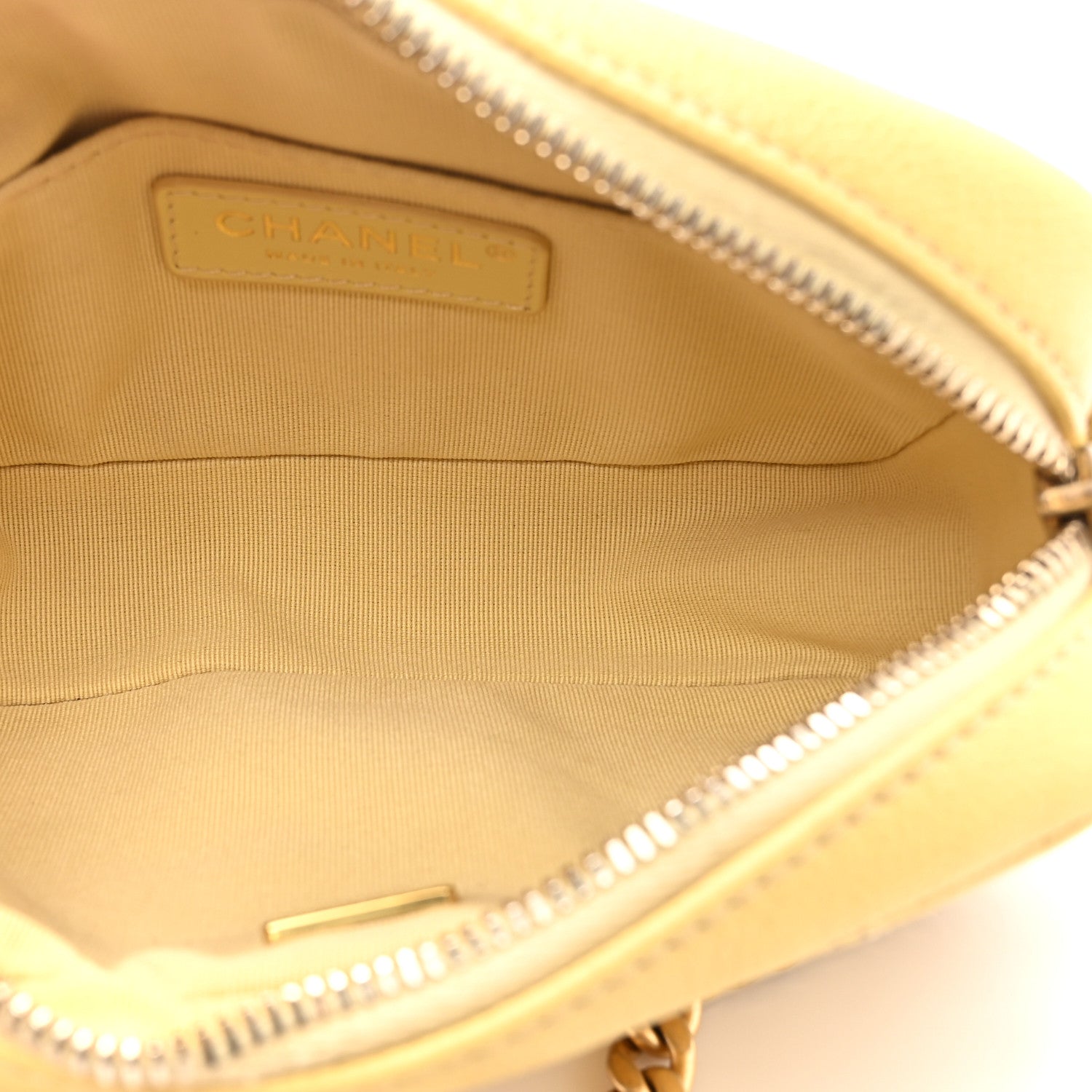 Shiny Caviar Quilted Chain Melody Camera Bag Yellow