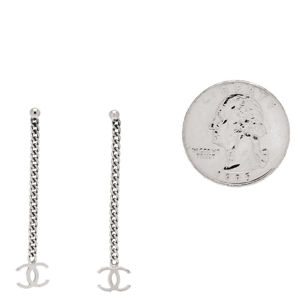 CC Long Drop Earrings Silver