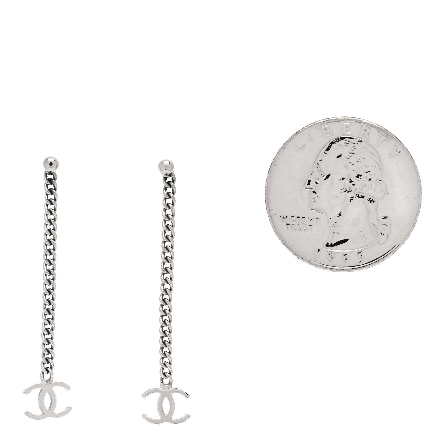 CC Long Drop Earrings Silver