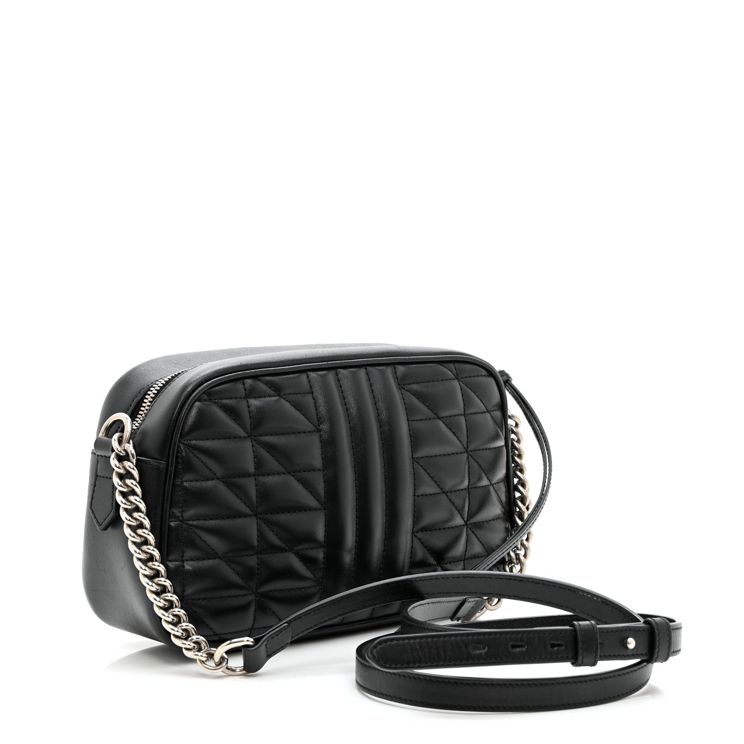 Calfskin Matelasse Aria Small GG Marmont Chain Shoulder Bag Black