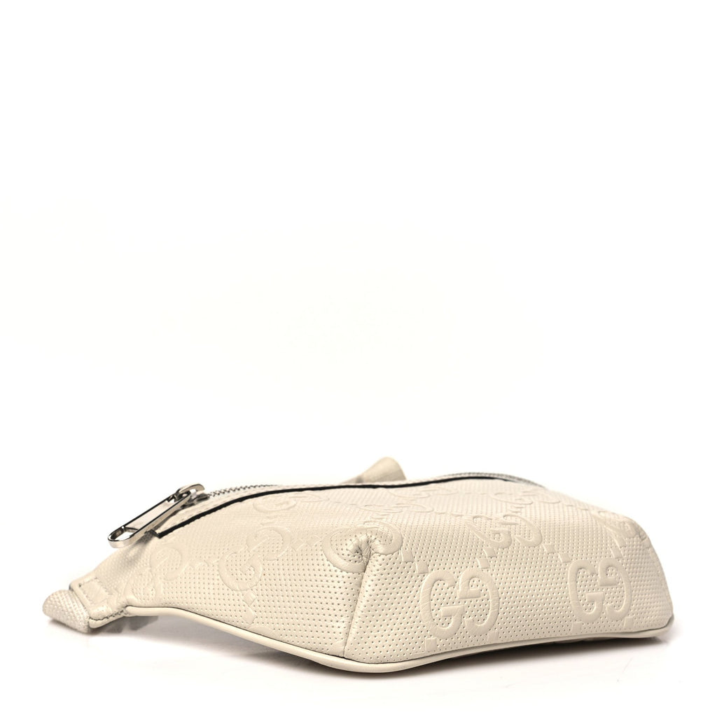 Calfskin GG Tennis Embossed Belt Bag Mystic White