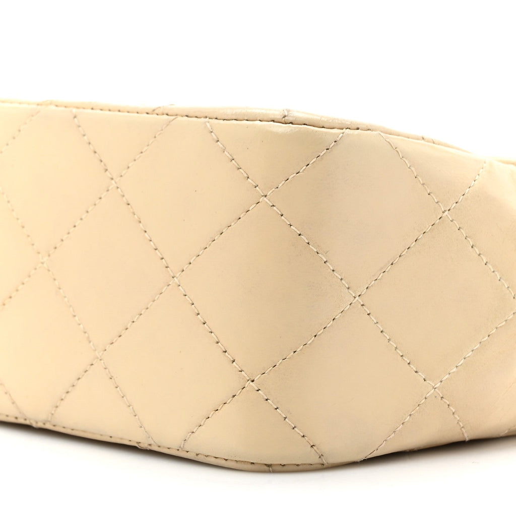 Lambskin Quilted Small Single Flap Beige
