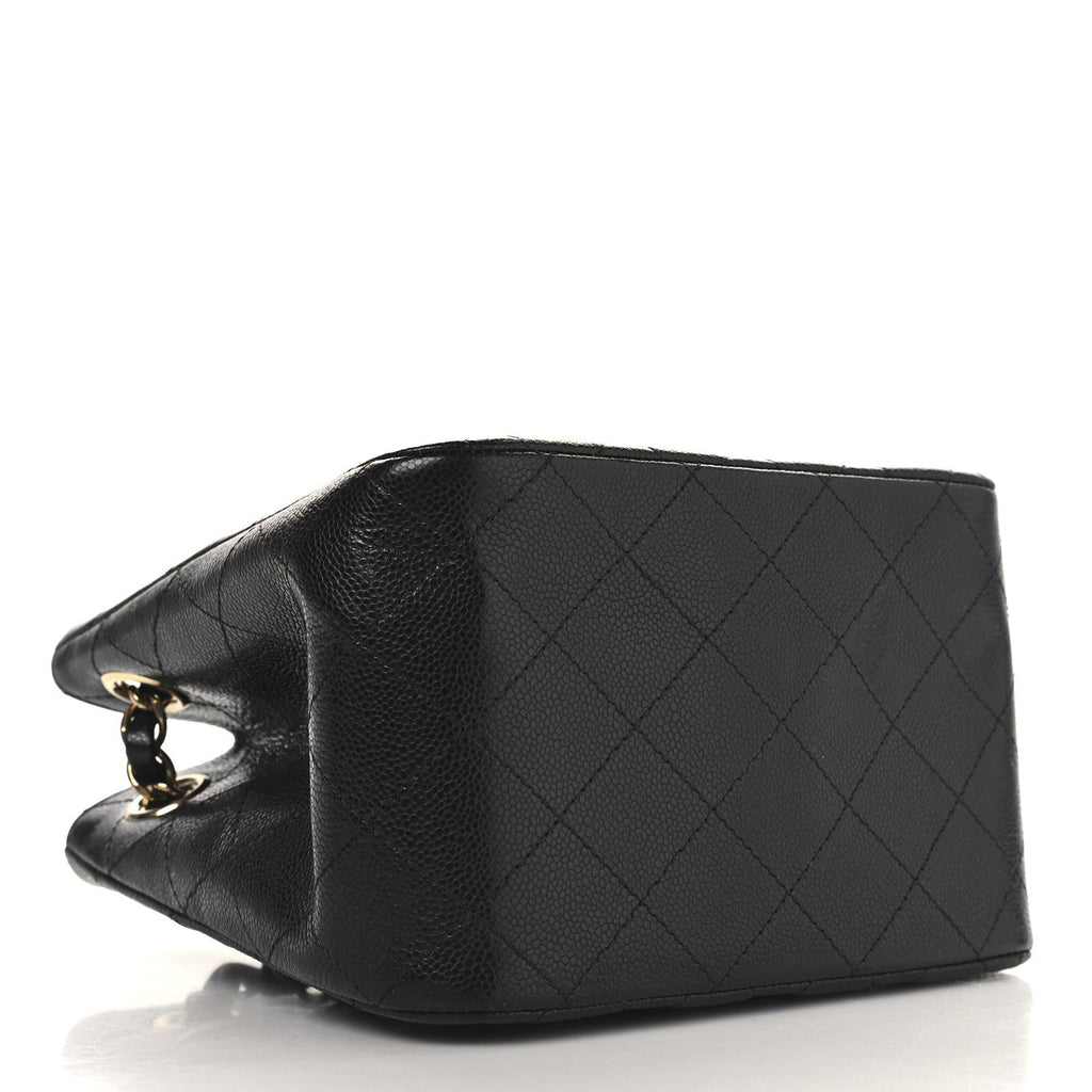 Caviar Quilted Mini Bucket Bag Black