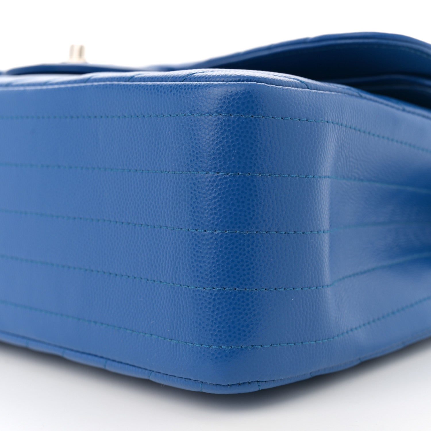 Caviar Chevron Quilted Jumbo Double Flap Blue