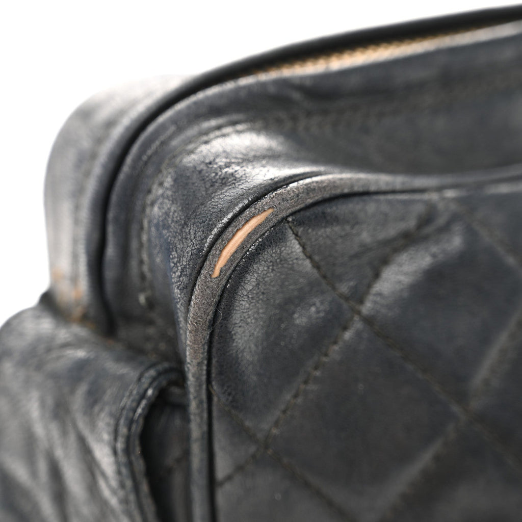 Lambskin Quilted CC Tassel Camera Case Black