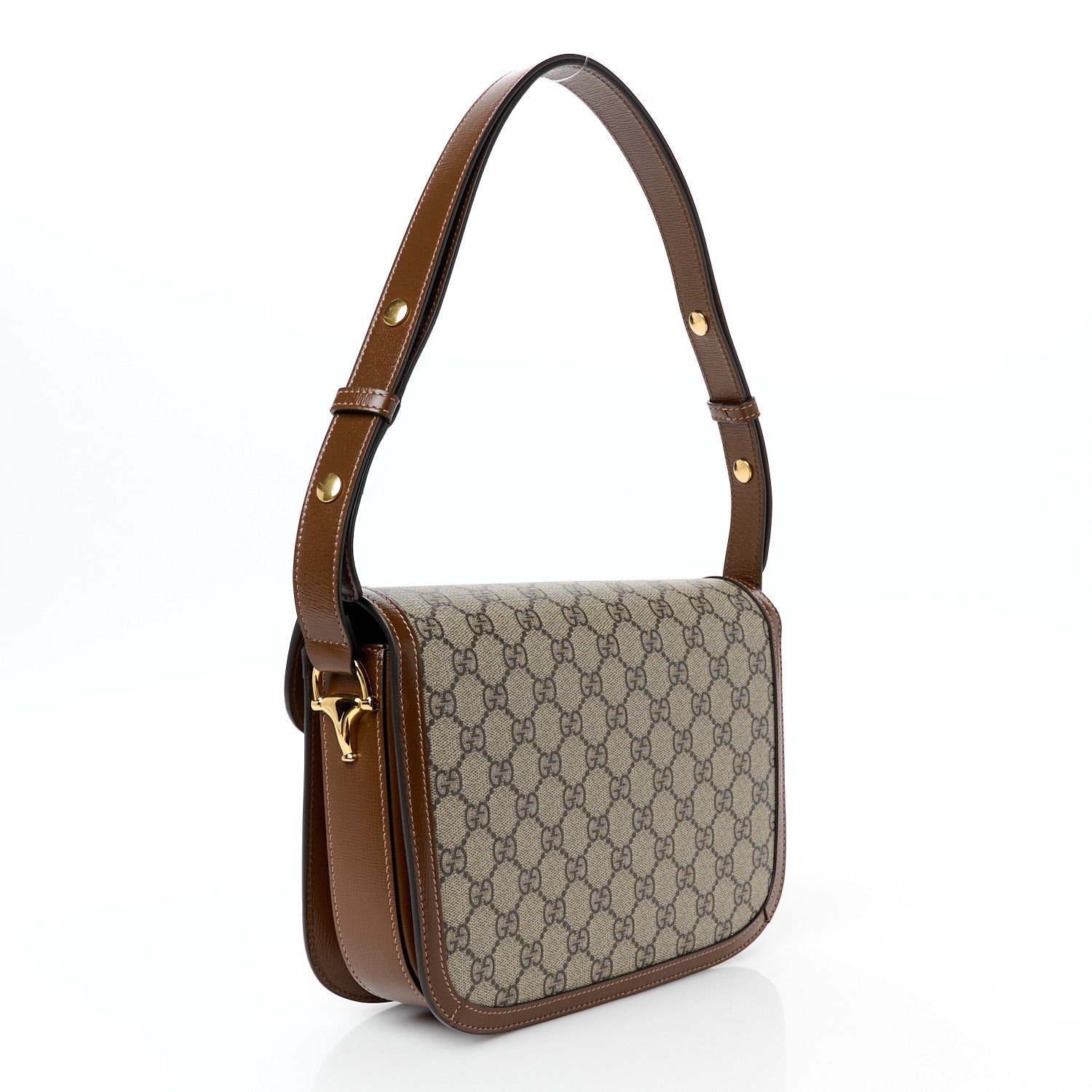 GG Supreme Monogram Horsebit 1955 Shoulder Bag Beige Brown Sugar
