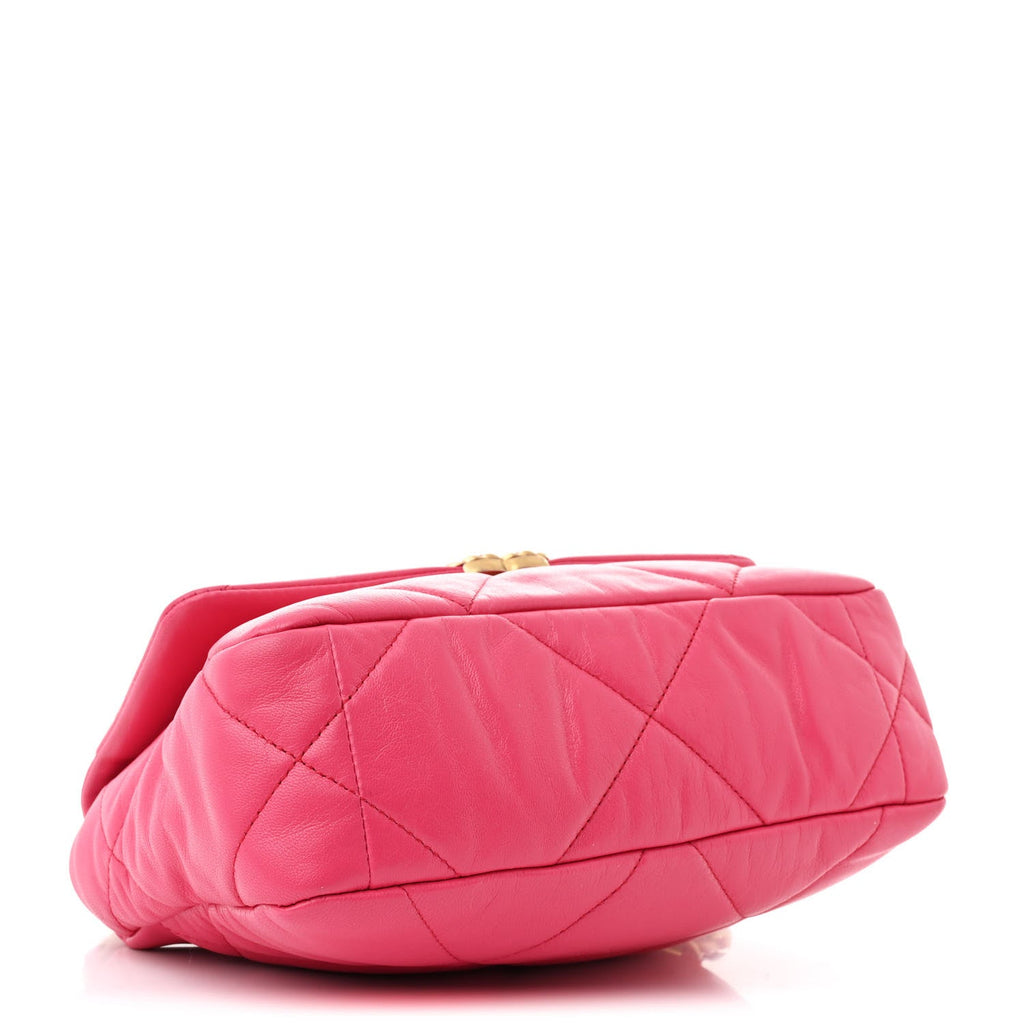 Goatskin Quilted Medium Chanel 19 Flap Dark Pink