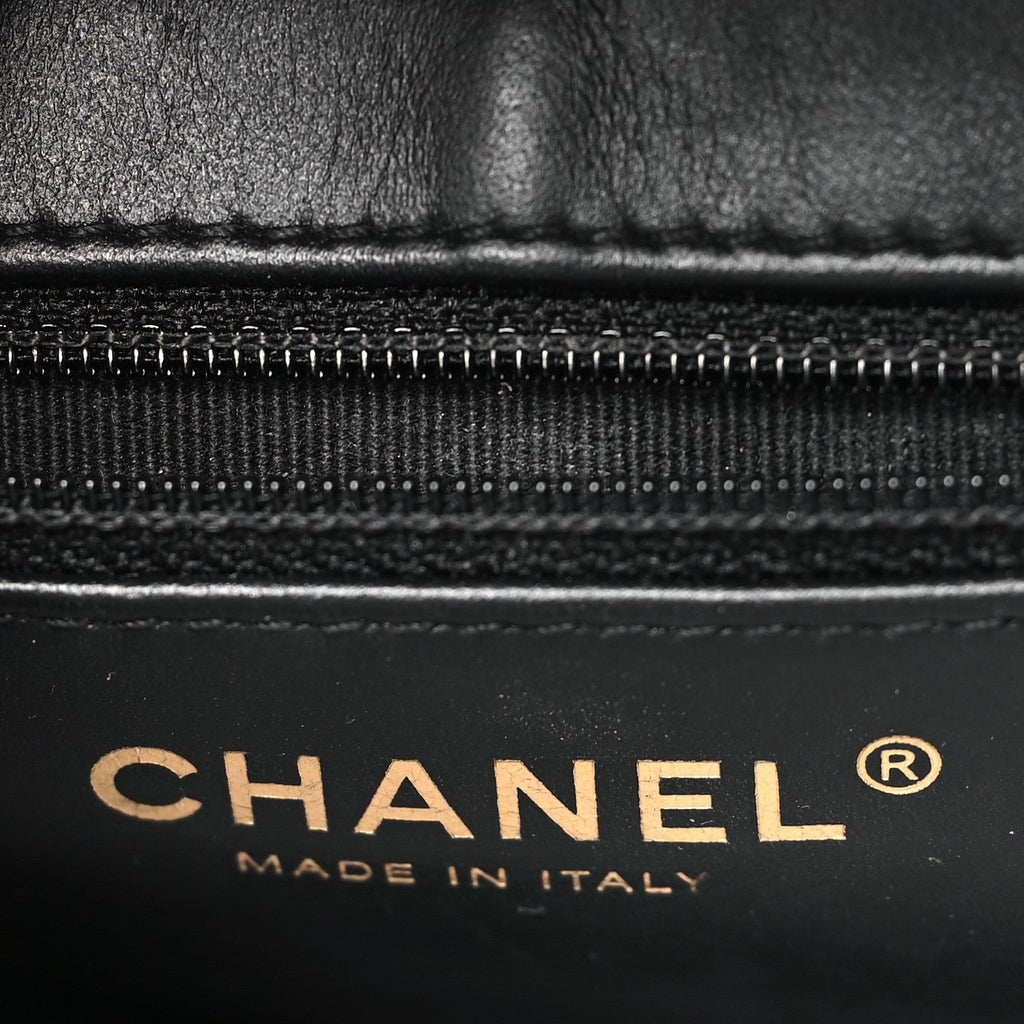 Shiny Aged Calfskin Quilted Nano Kelly Shopper Black