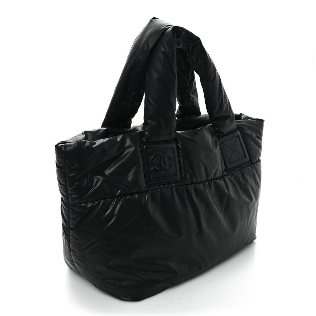Nylon Quilted Coco Cocoon Reversible Tote Black