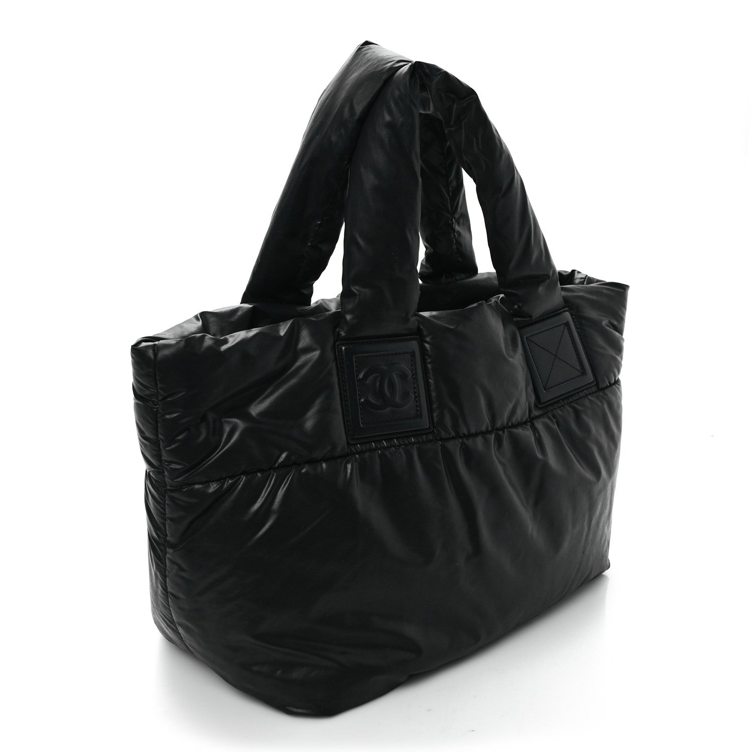 Nylon Quilted Coco Cocoon Reversible Tote Black