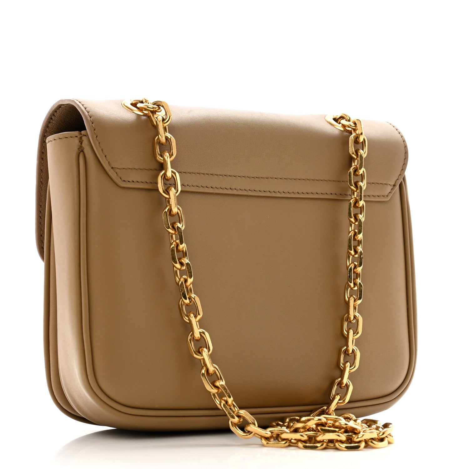 Shiny Calfskin Medium C Bag Camel