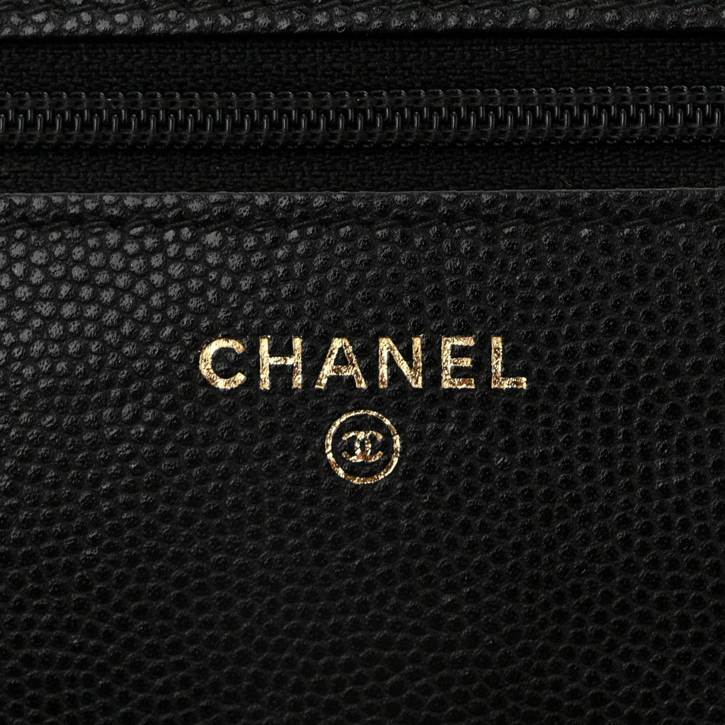 Caviar Quilted Golden Class Wallet On Chain WOC Black