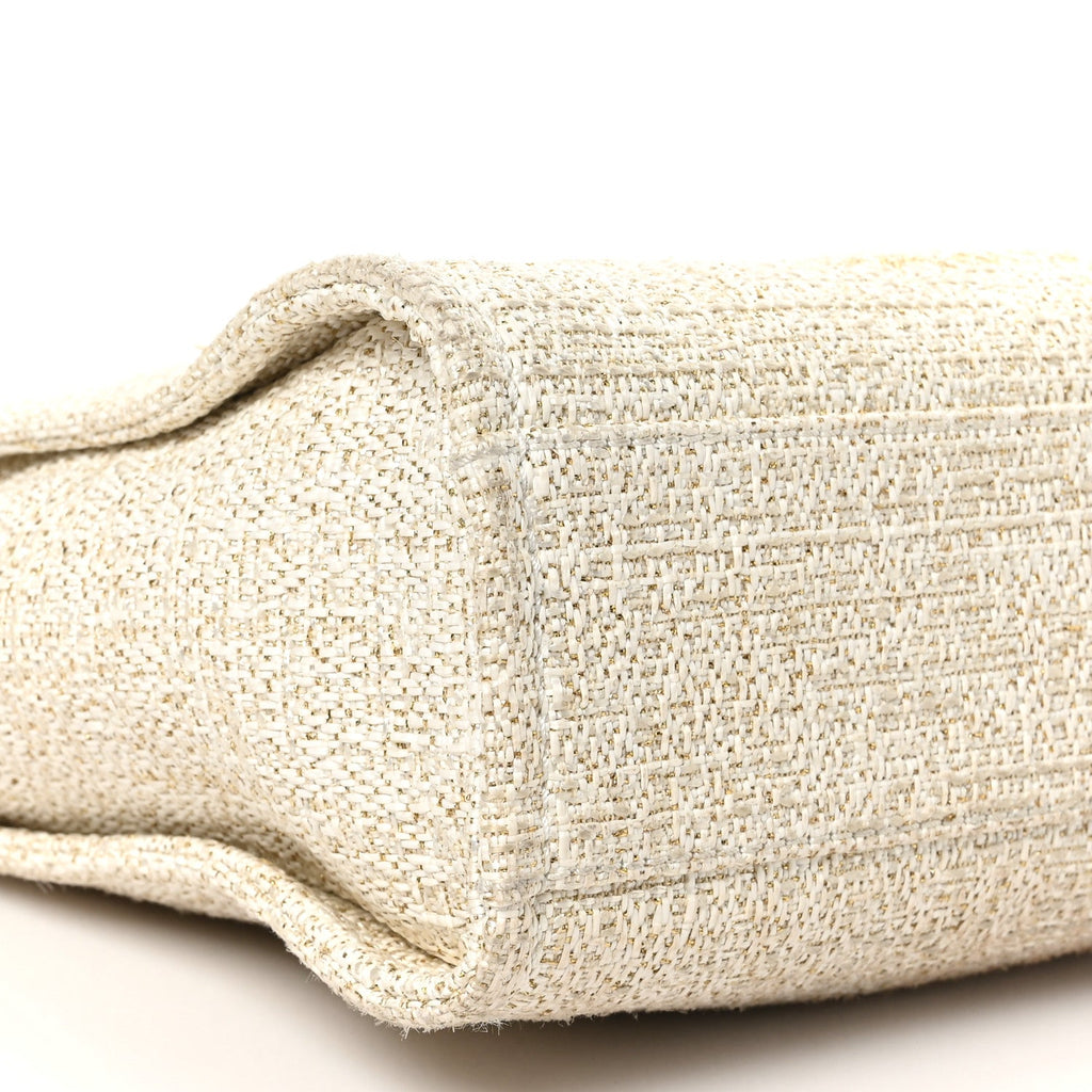 Lurex Boucle Mini Deauville Tote White