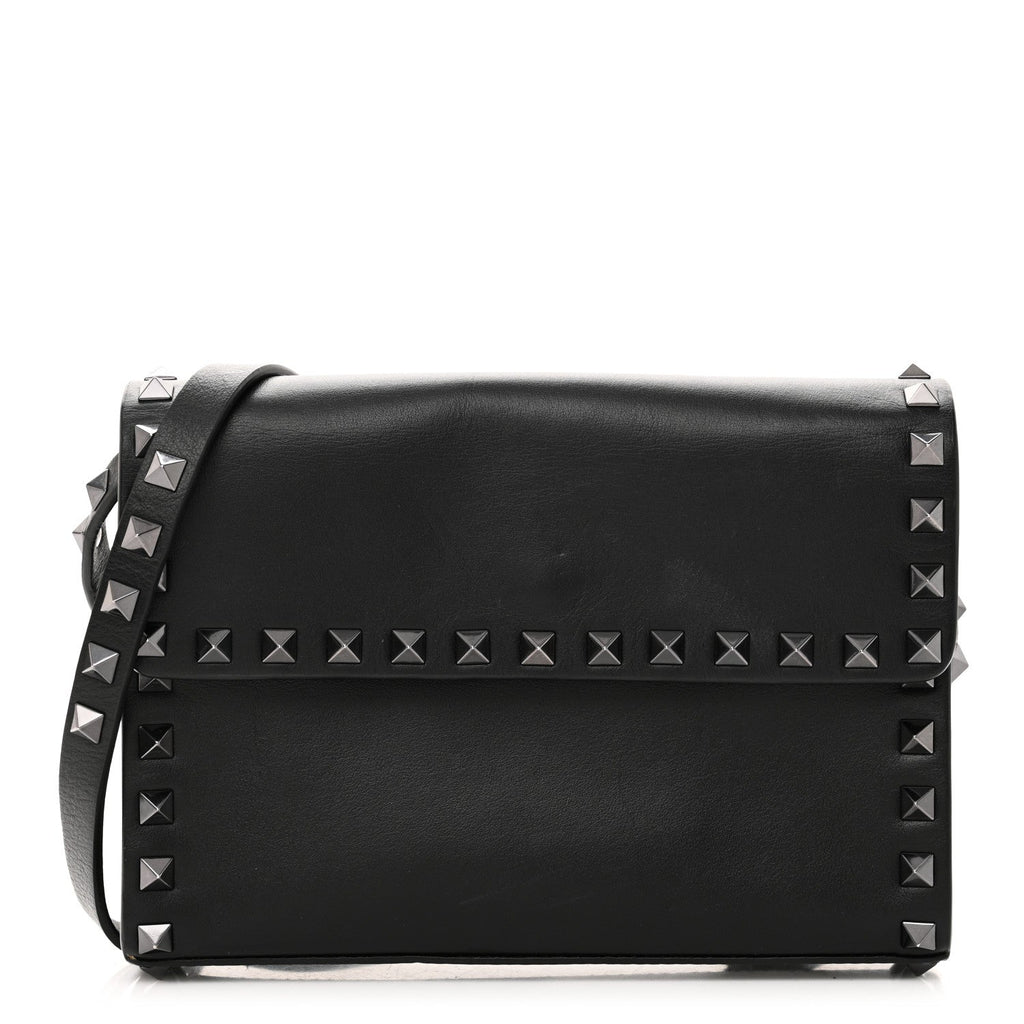 Vitello Monochrome Flap Crossbody Bag Black