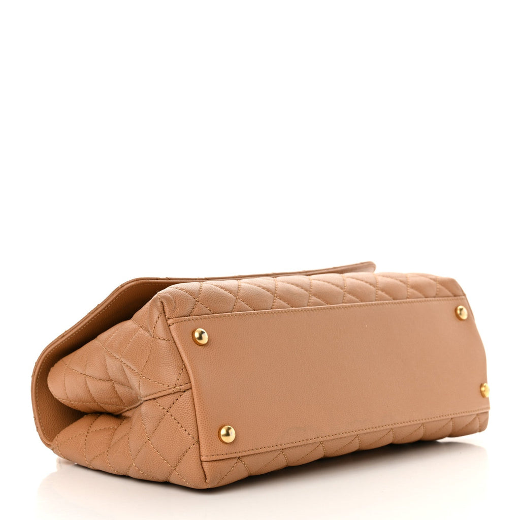 Caviar Quilted Small Coco Chain Handle Flap Brown
