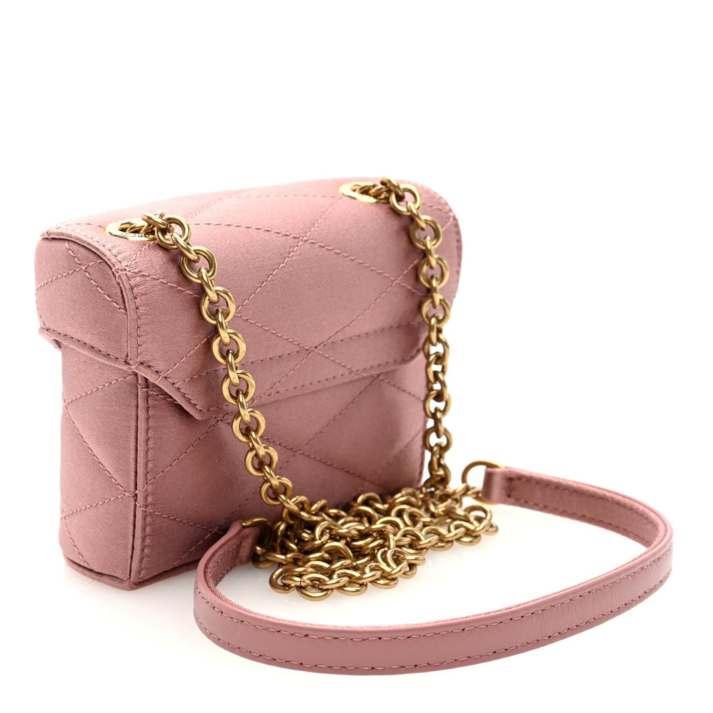 Satin Matelasse Monogram Micro June Box Bag Dragee