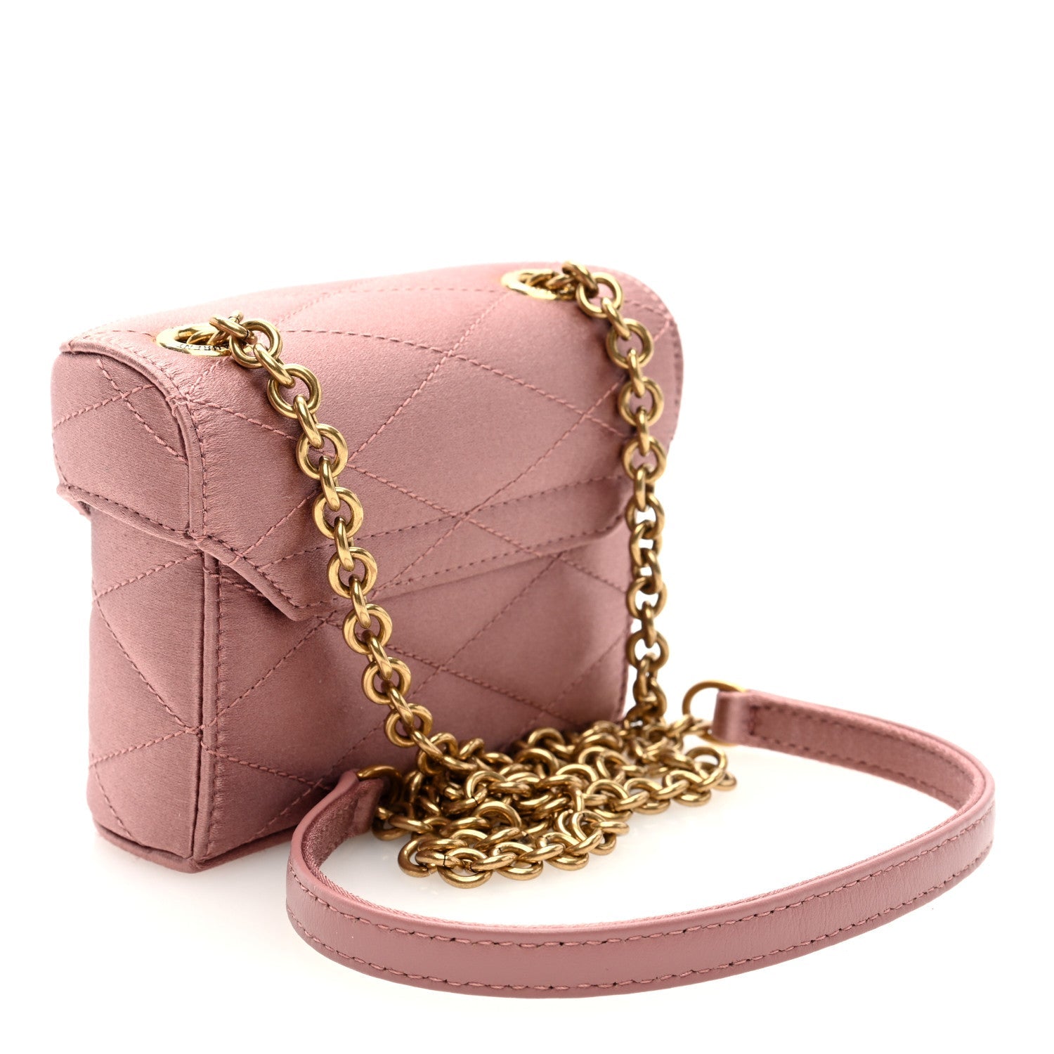 Satin Matelasse Monogram Micro June Box Bag Dragee
