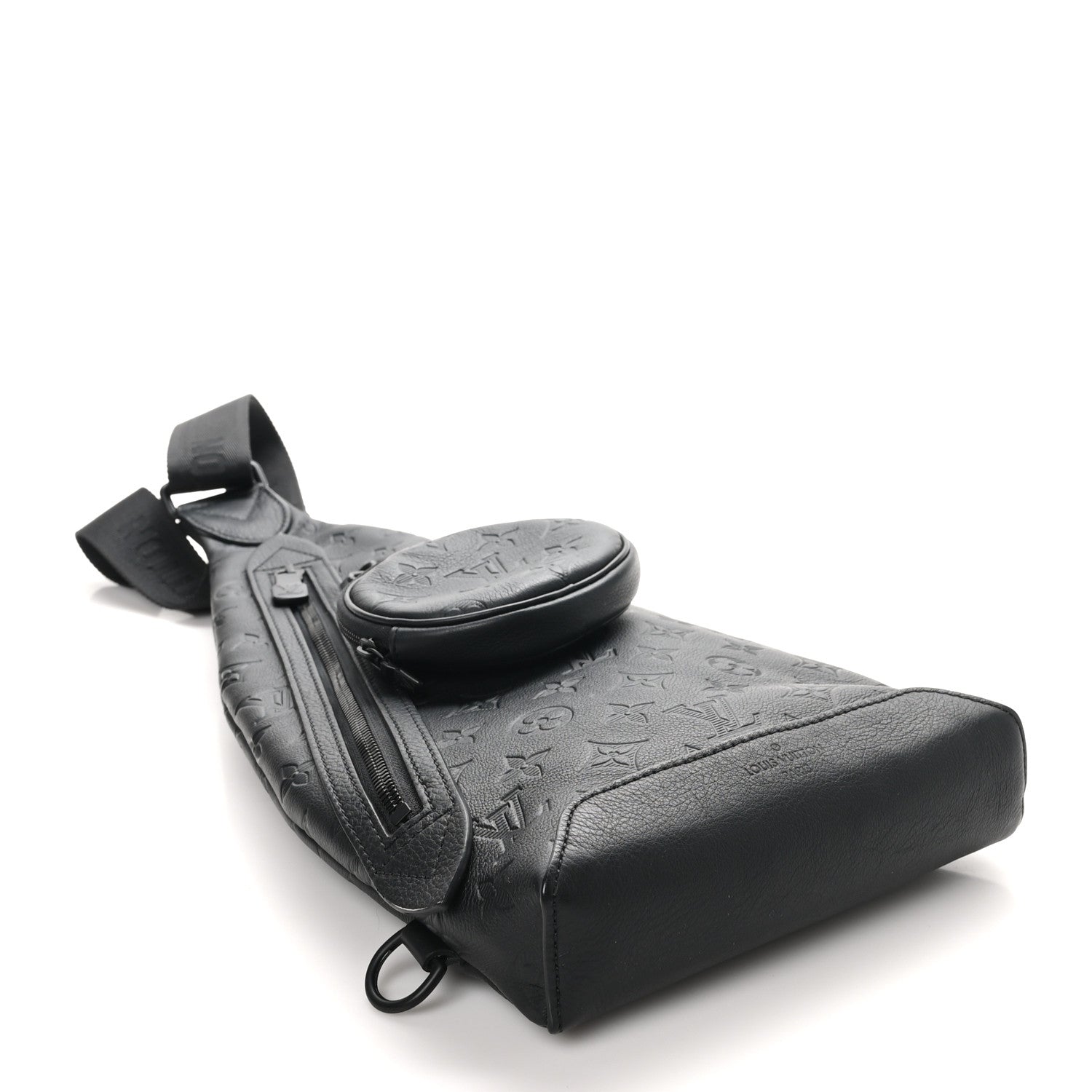 Calfskin Shadow Monogram Duo Slingbag Black