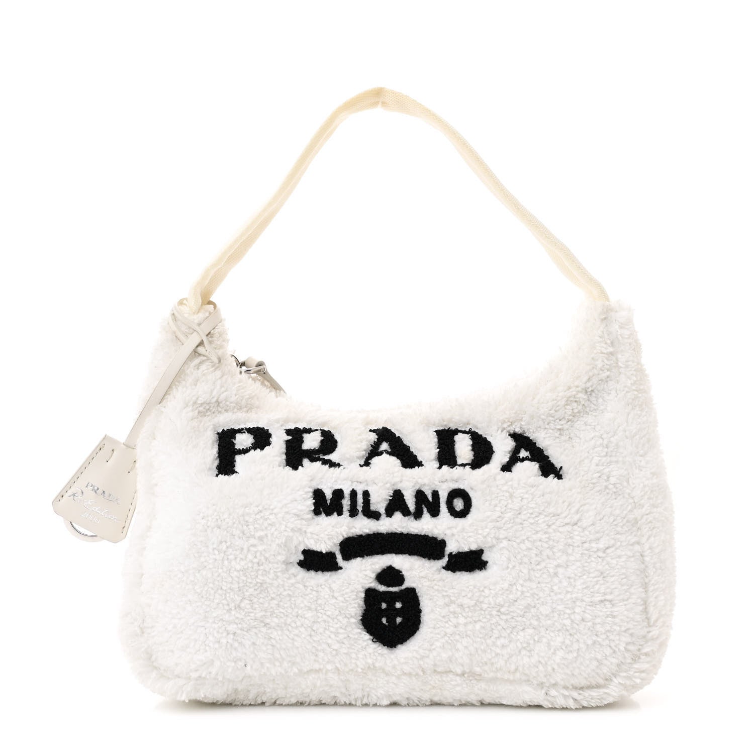 Terry Cloth Mini Re-Edition 2000 Bag White Black