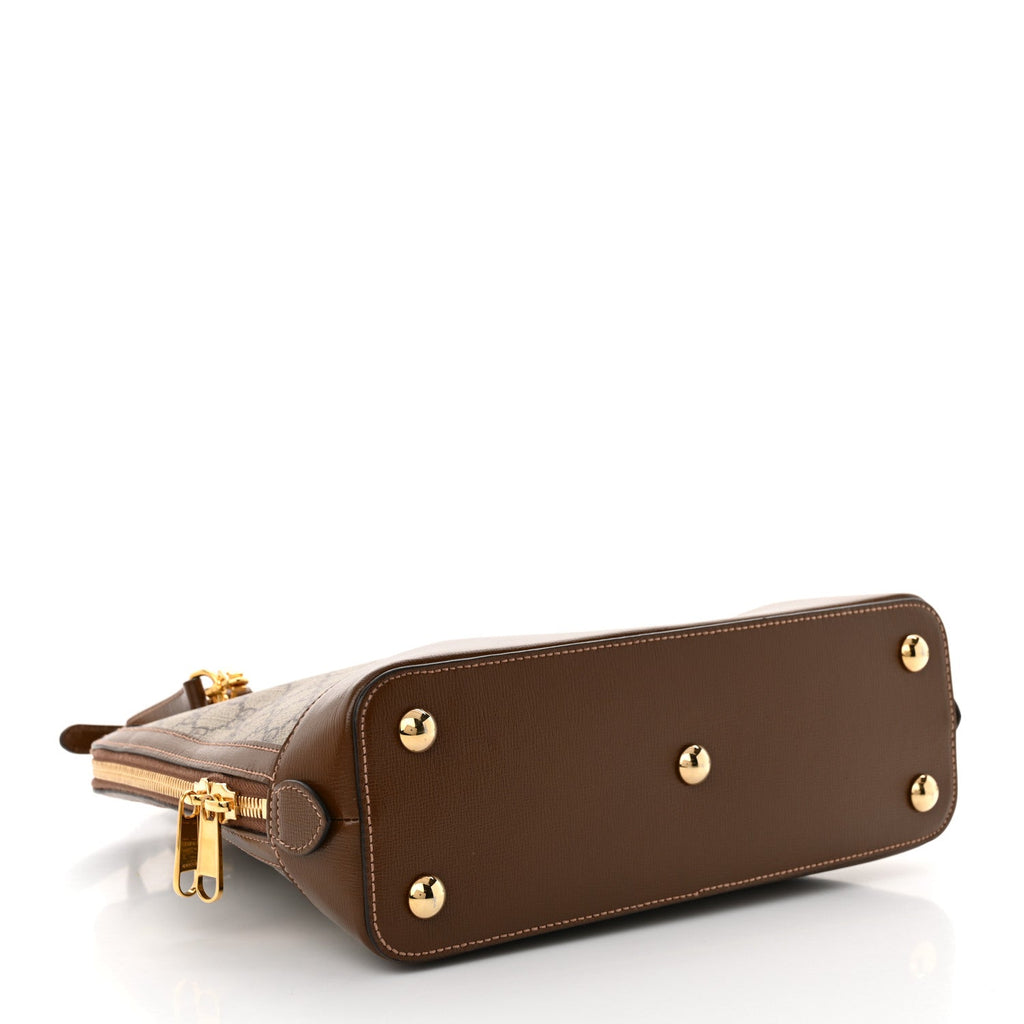 GG Supreme Monogram Azalea Calfskin Boutique Horsebit 1955 Top Handle Bag Beige Ebony Brown Sugar