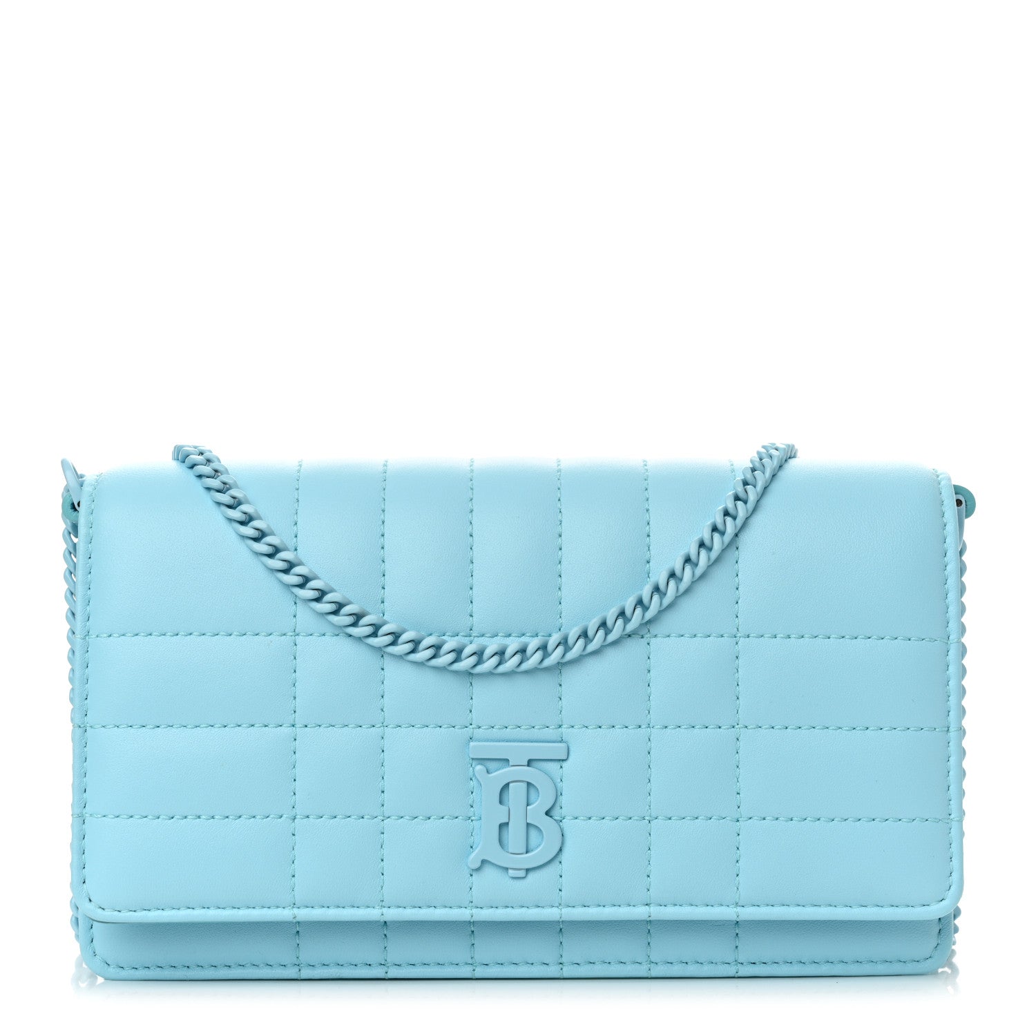 Lambskin Quilted Lola Clutch On Chain Cool Sky Blue