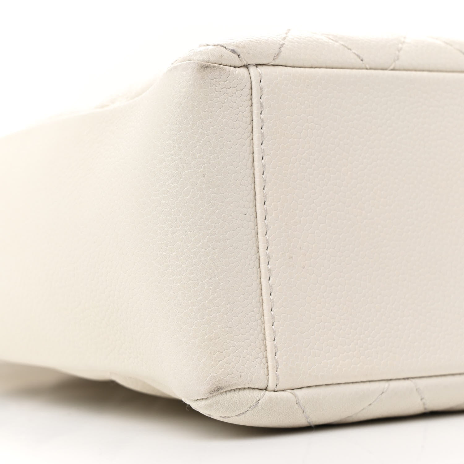 Caviar Quilted Petit Shopping Tote PST White