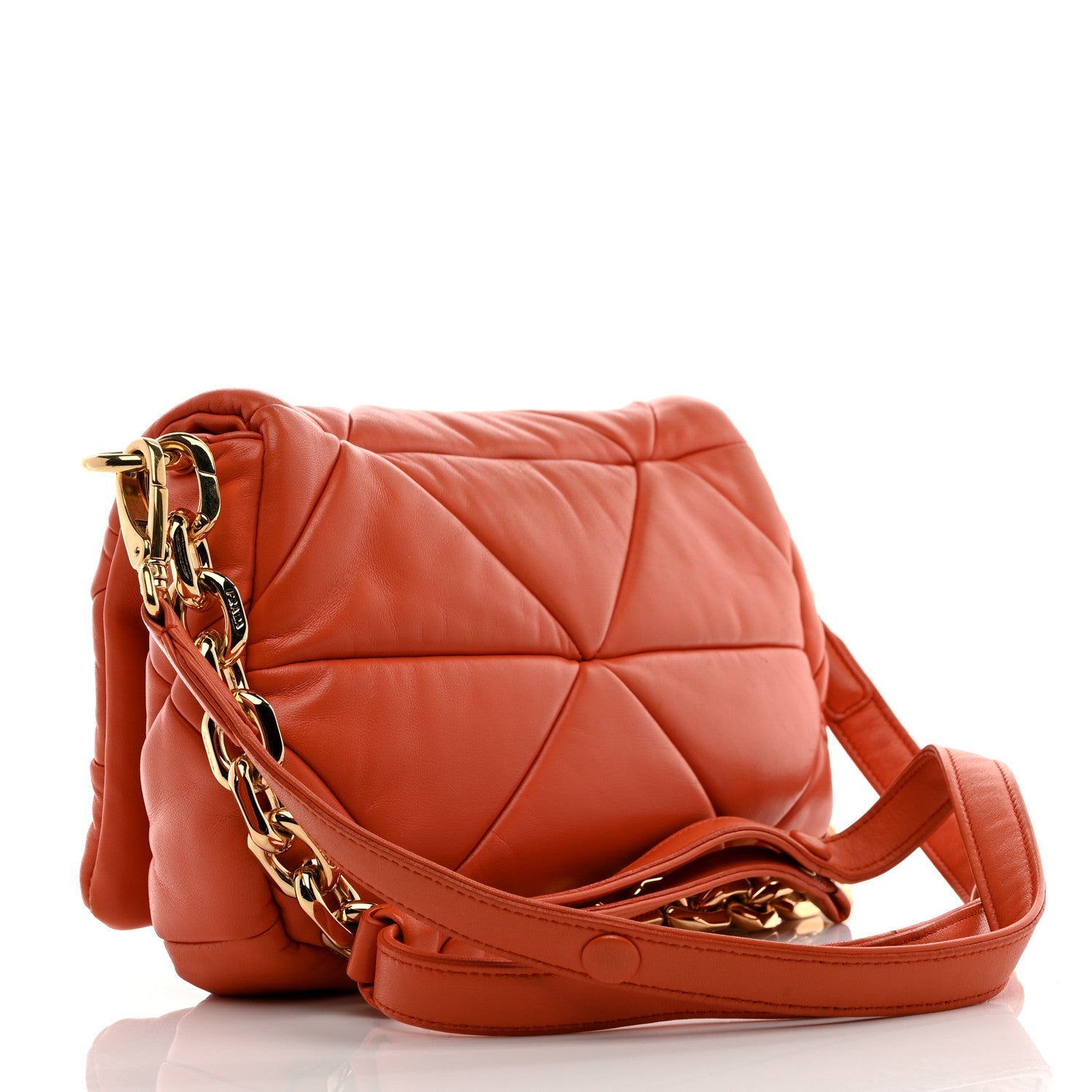 Nappa Triangle Quilted Medium Patchwork System Flap Bag Arancio
