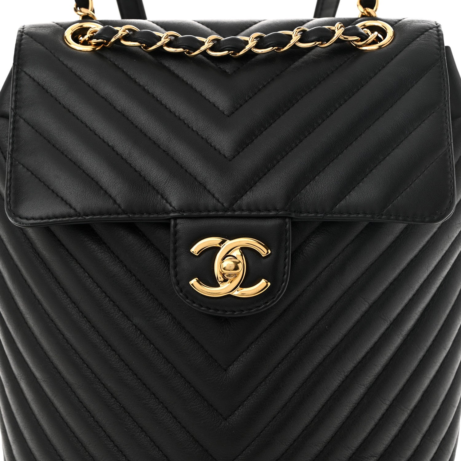 Calfskin Chevron Quilted Small Urban Spirit Backpack Black