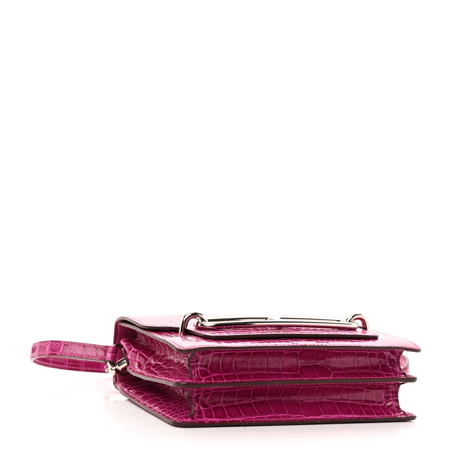 Shiny Alligator Mini Sac Roulis Rose Scheherazade