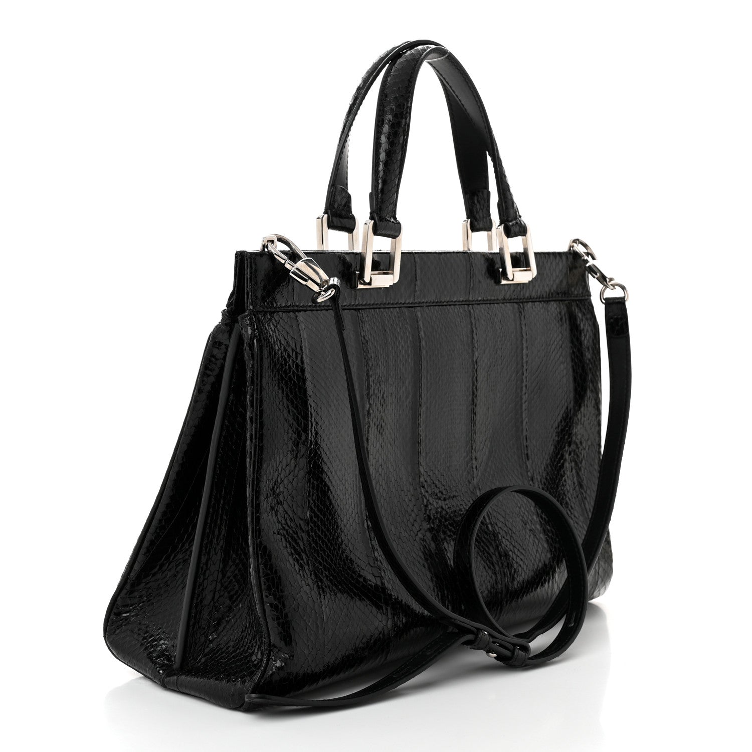 Elaphe Medium Zumi Top Handle Bag Black