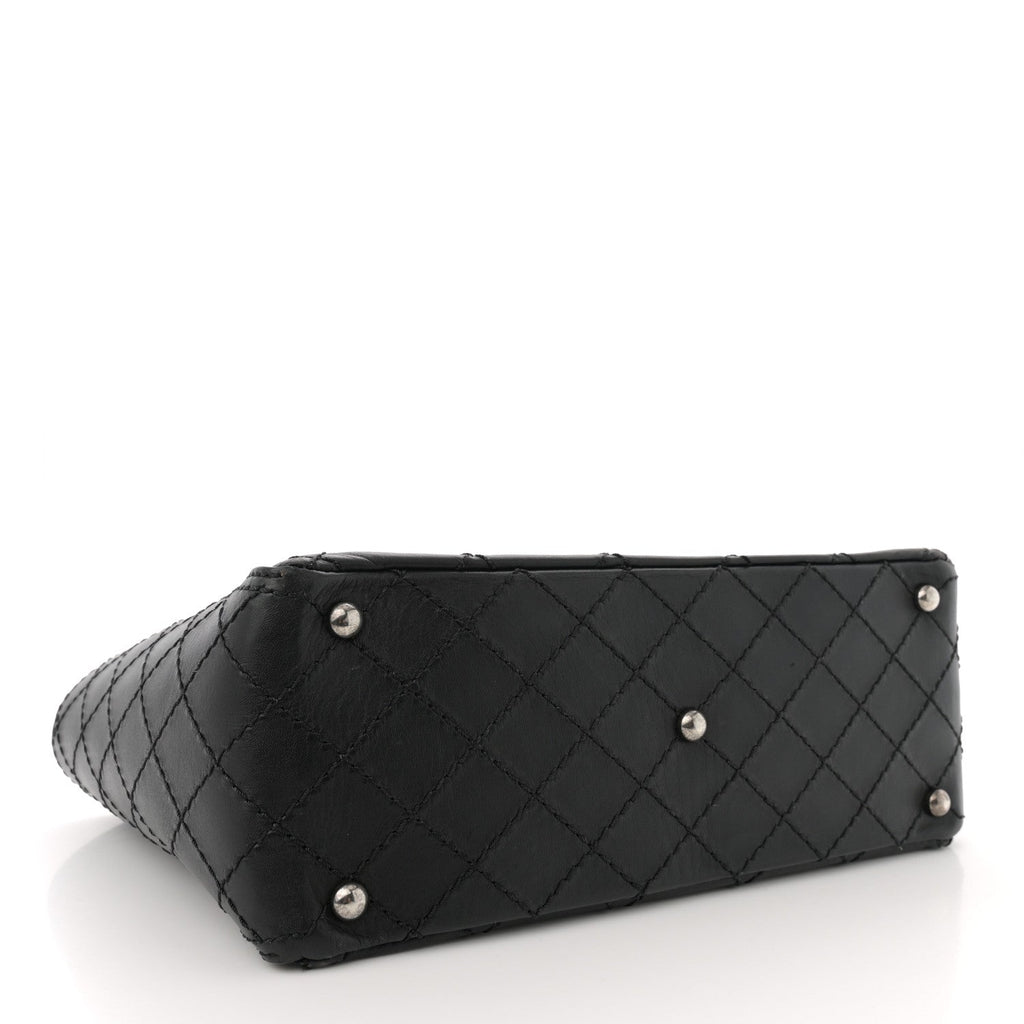 Grained Calfskin CC Pocket Tote Black
