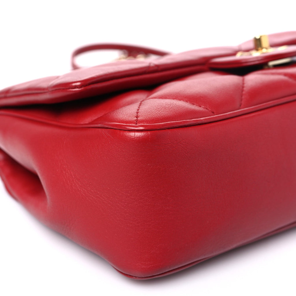 Lambskin Quilted Small Easy Carry Flap Red