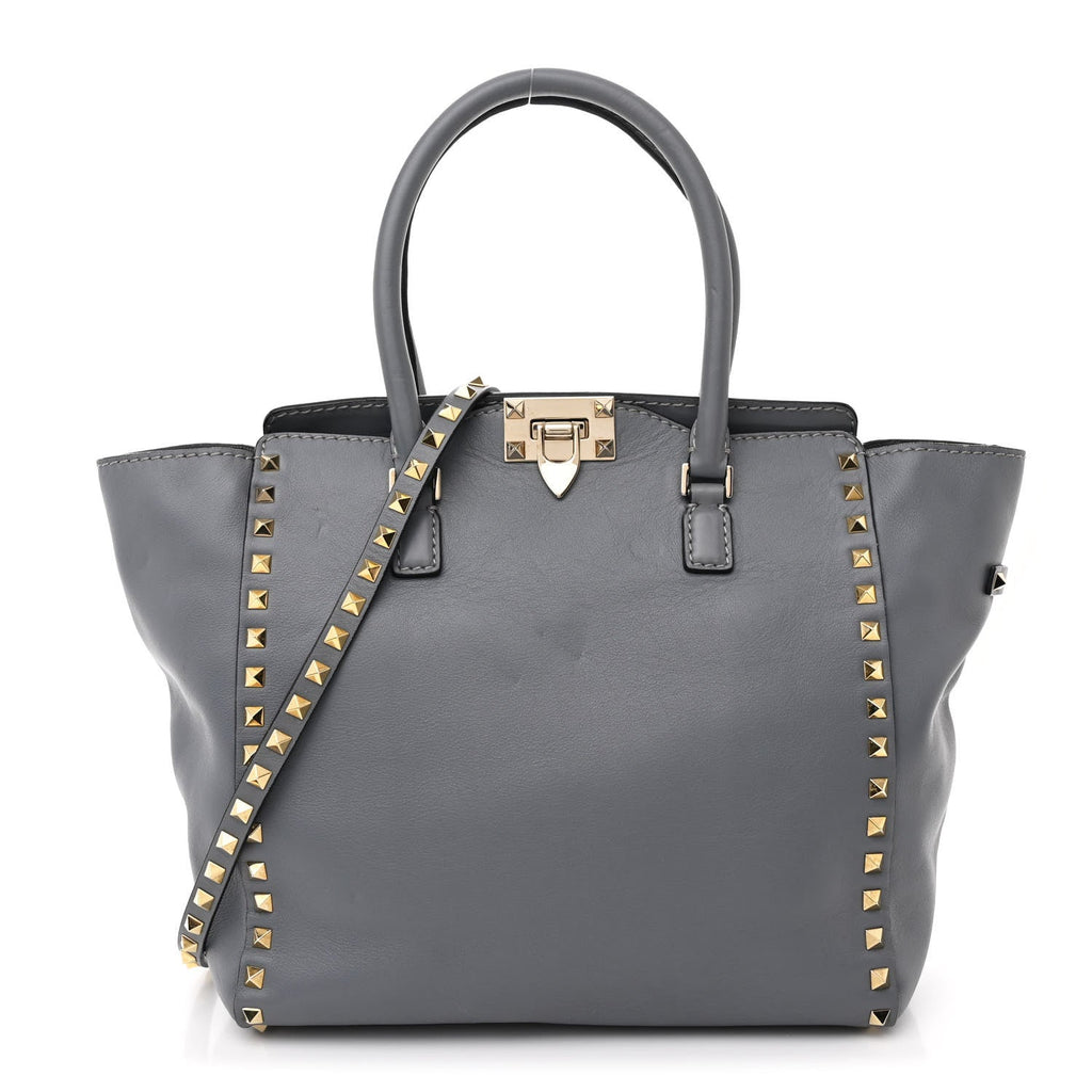 Vitello Rockstud Double Handle Tote London Stone