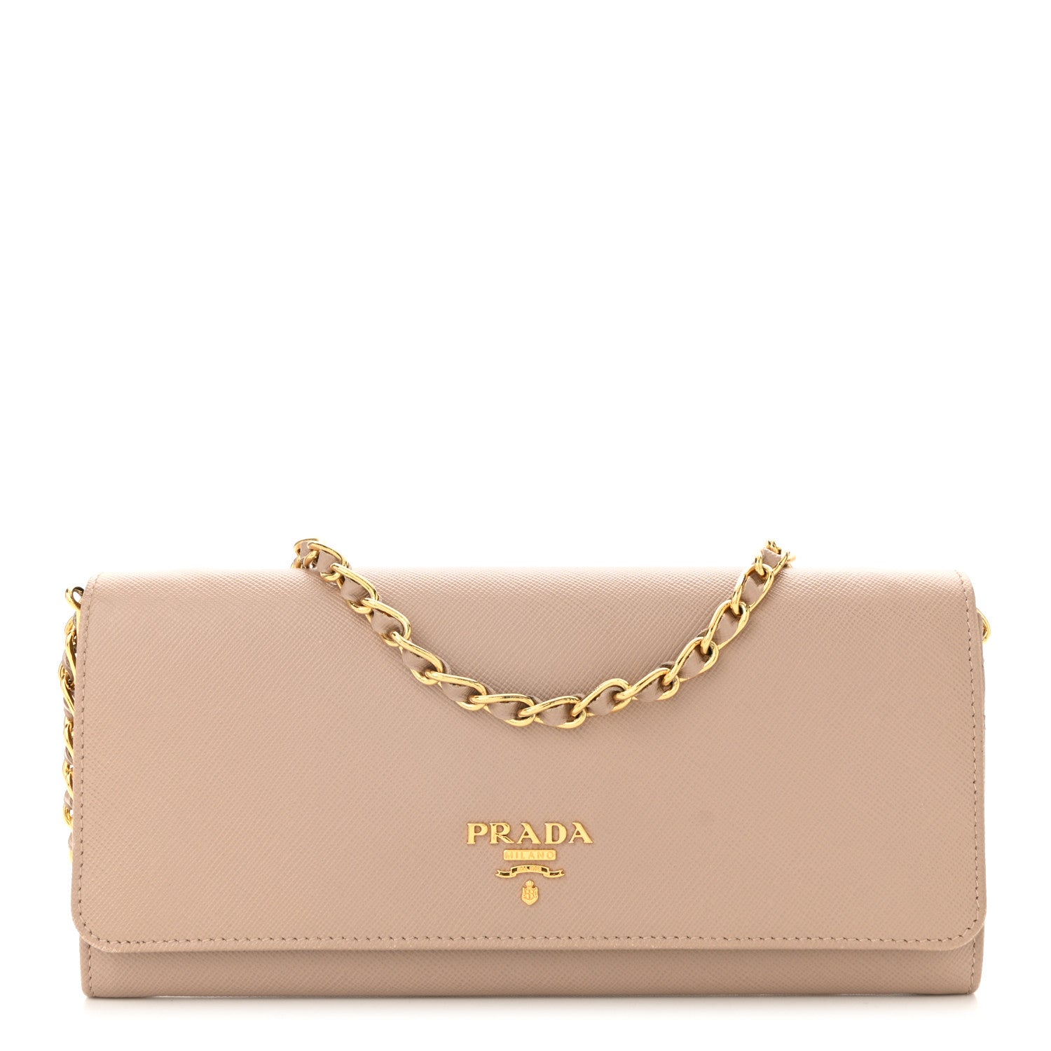 Saffiano Metal Oro Chain Wallet Cammeo