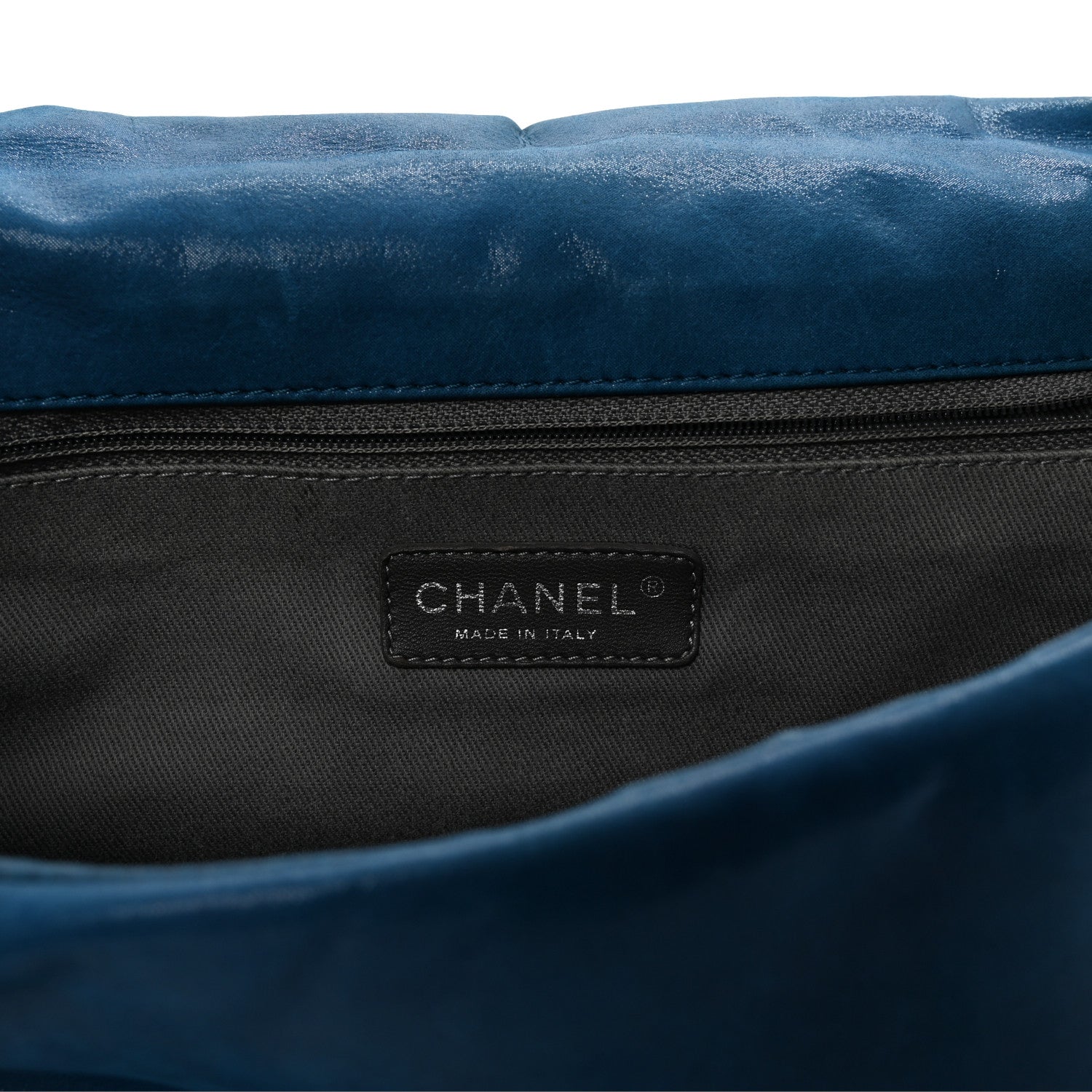 Iridescent Calfskin Glint Flap Blue