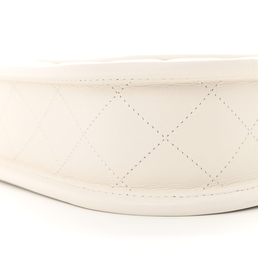 Calfskin Quilted CC Hobo Handbag White