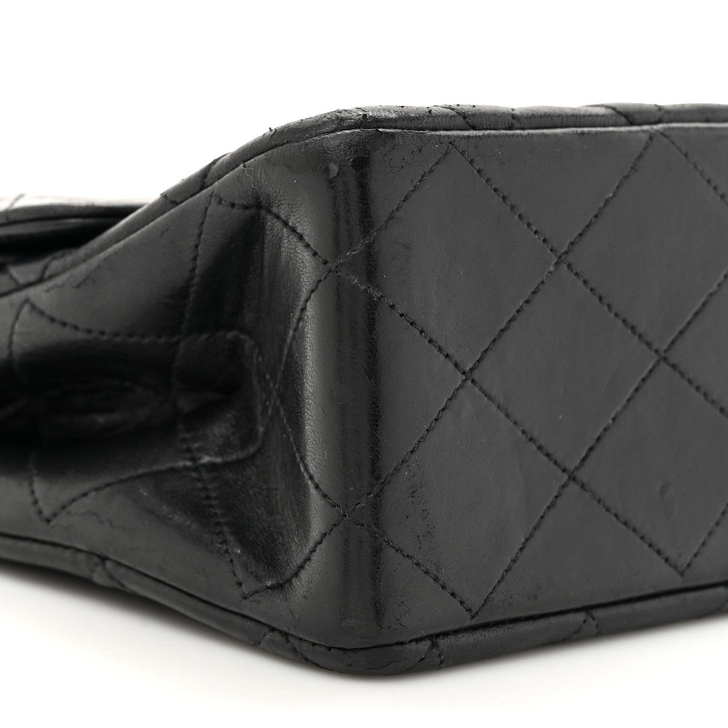 Lambskin Quilted Medium Double Flap Black