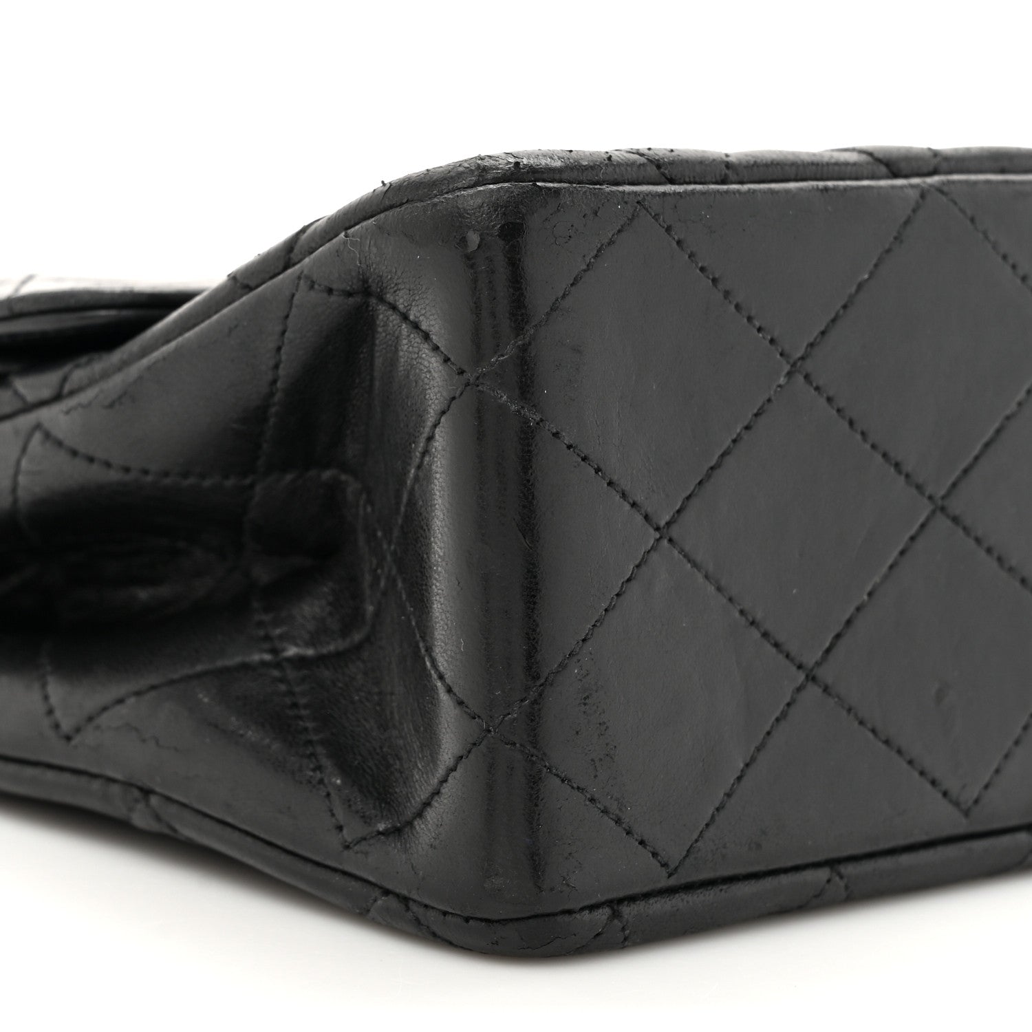 Lambskin Quilted Medium Double Flap Black